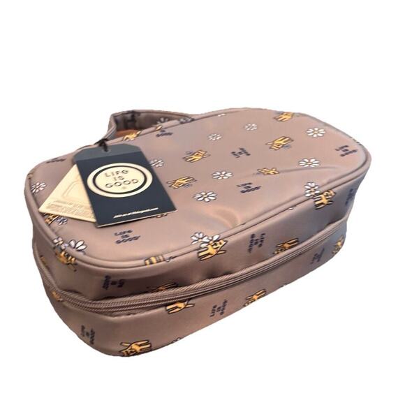 NWT Life Is Good Lucky Dog Gray Cosmetic Toiletry Bag zipper case Dogs - Picture 4 of 4